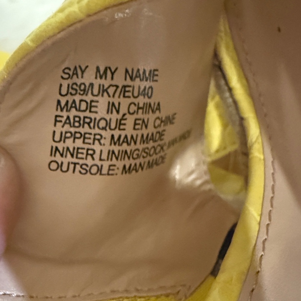 JustFab Yellow Croc Embossed Espadrille Mule Heels Size 9 - Picture 6 of 7